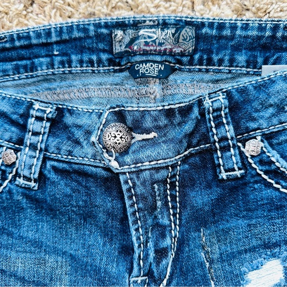 Silver Jeans Stylish Blue Denim Skinny Jeans Distressed 31 X 33 Women’s - Picture 10 of 12